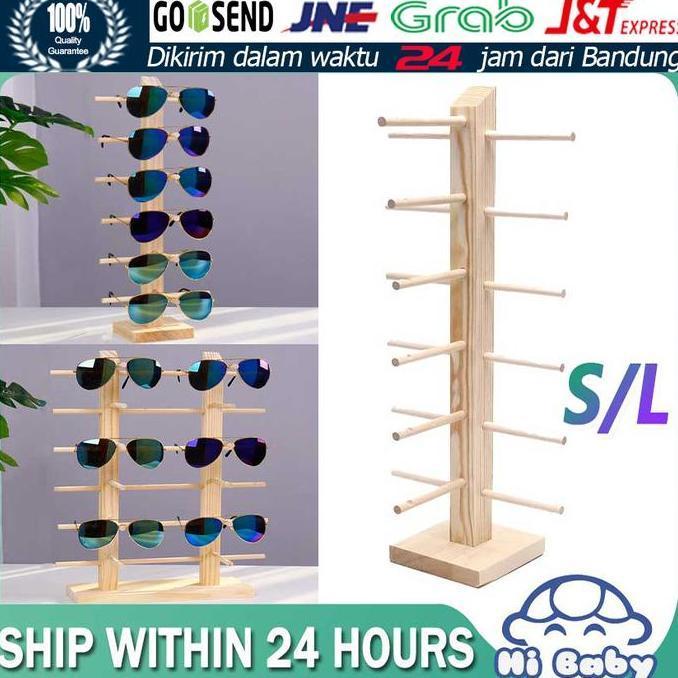 CHICKLEP Rak Kacamata Kayu Display Tempat Pajangan Kacamata Kayu Glasess Rack