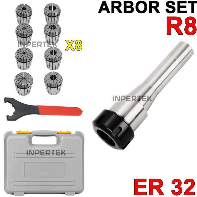 PIZERY Arbor Set R8 ER32 8Pcs Arbor collet ER32 R8 NUT ER32 Collet ER32