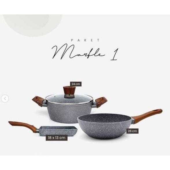 NEW Cypruz Paket Marble Series 1 Set Panci Marbel Granit Ceramic