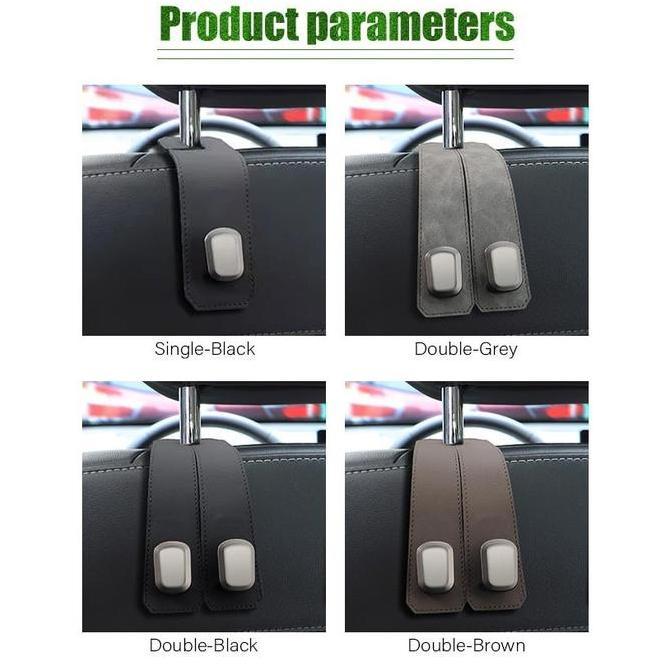 HAZTFRIOR Car Headrest Holder Hanger Bahan Kulit Car Seat Hanger Hook Headrest Backseat Gantungan Mo