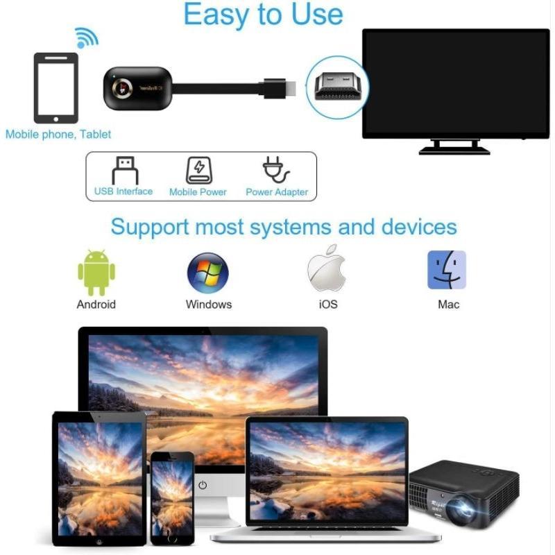 Mirascreen G9 Plus 2,G+5G 4K Wireless Wifi Display Dongle Mirroring Smartphone To Tv