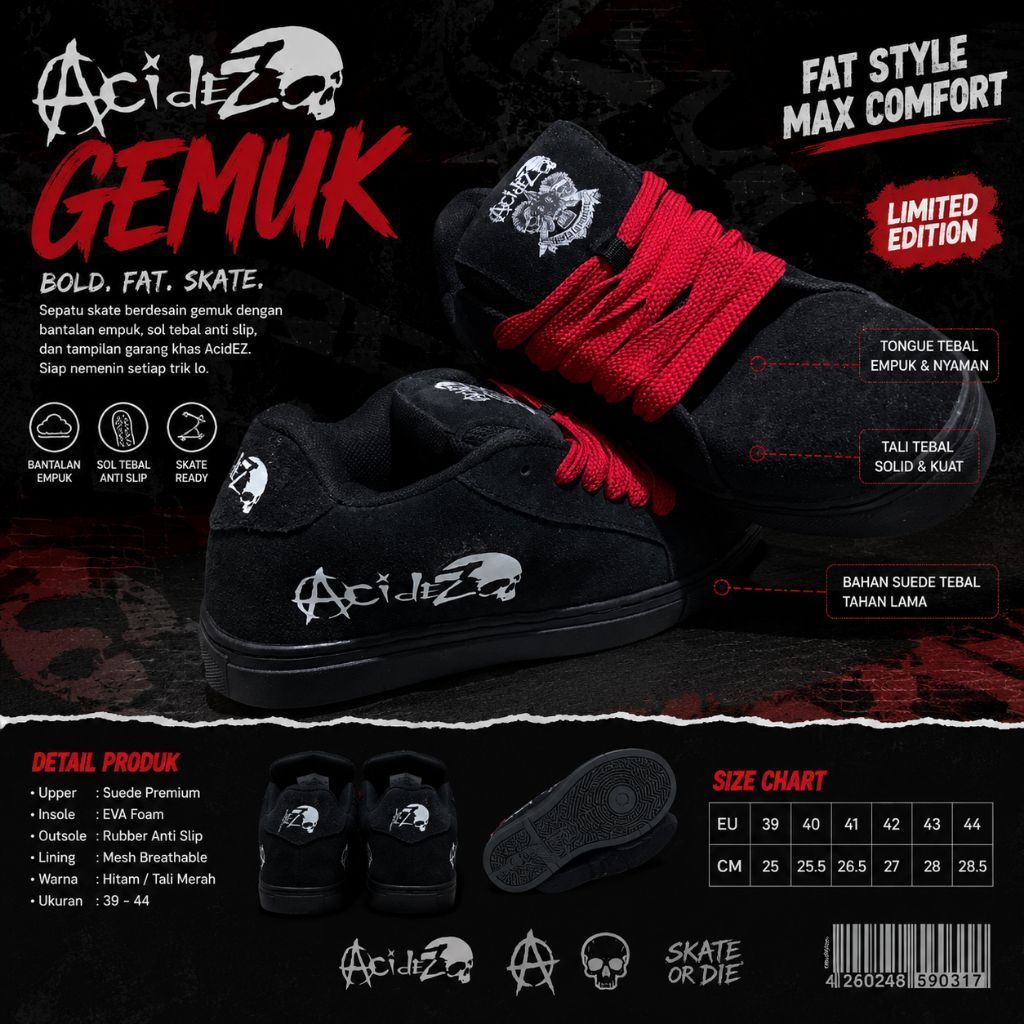 Sepatu Gemuk Sepatu Skate BMX SNEAKERS kulit model gemuk