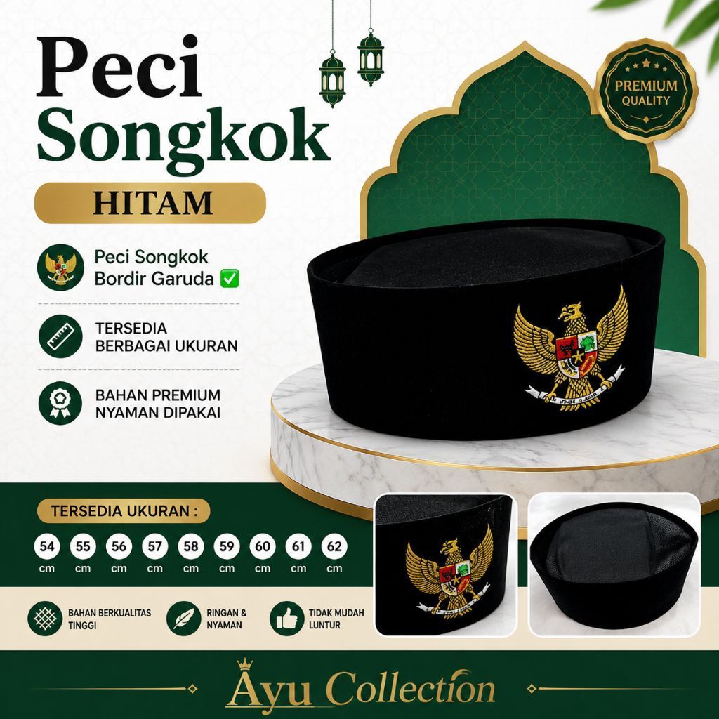 Peci Songkok Hitam Logo Garuda