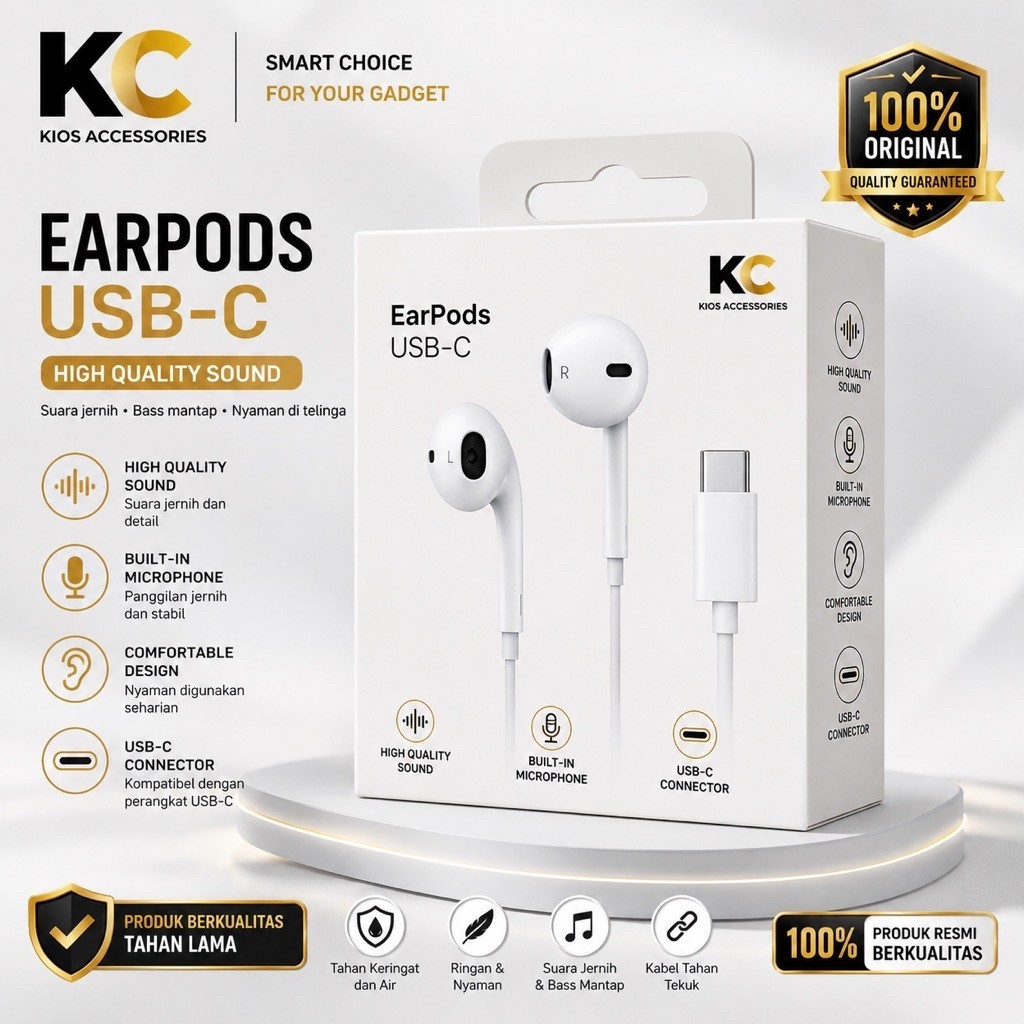 Earpods Headset Type C Iphone Original 100%