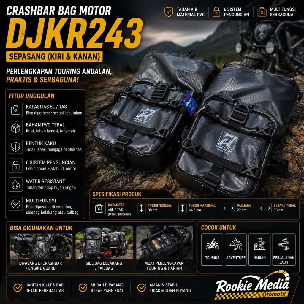CRASHBAR BAG MOTOR DJKR243– SEPASANG (KIRI & KANAN)