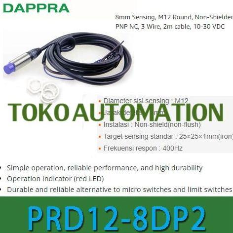 Prd12-8Dp2 M12 8Mm Pnp Nc Inductive Proximity Sensor Of22