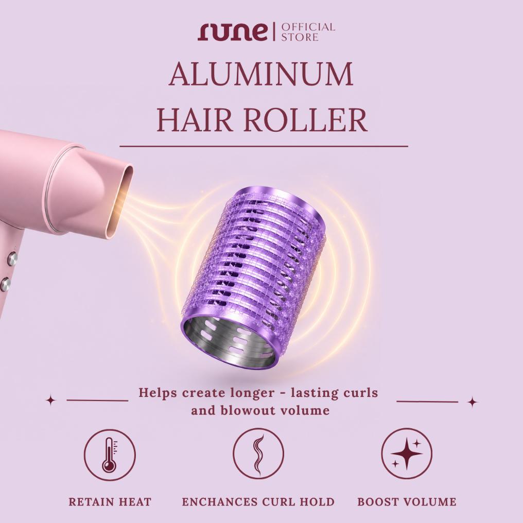 Rune Aluminum Hair Roller - Roll Rambut Aluminium - 50X60Mm & 60X90Mm