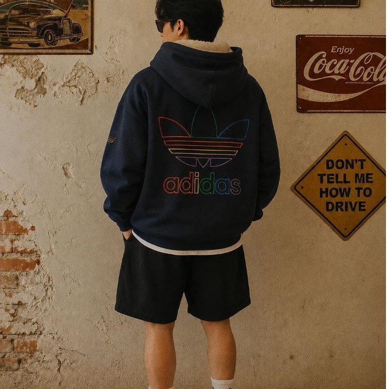 Adidas Trefoil Vintage Big Logo Zip Hoodie