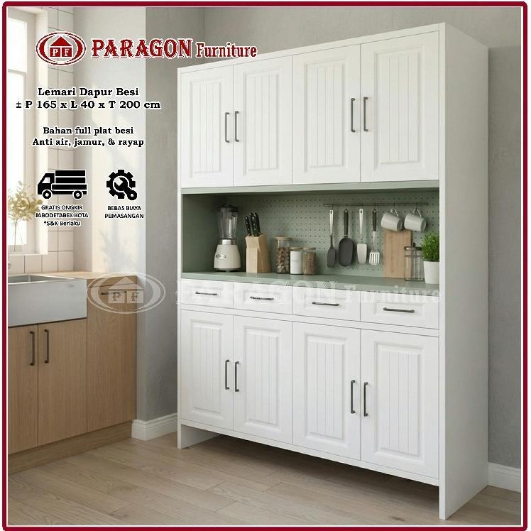 [KAYYANA] Lemari Dapur Besi Lunarsol KS 1250 1650 G Minimalis Panjang 125, 165 x 200 x 40 cm Anti Ai