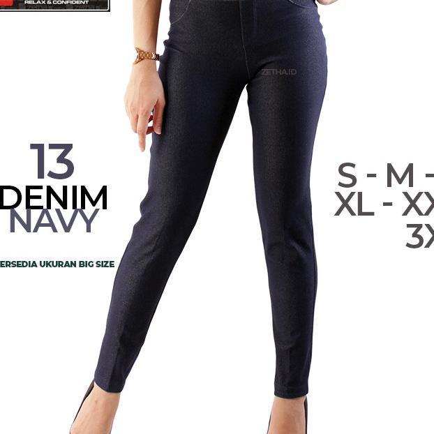 Celana Legging Zetha Warna Denim Navy Untuk Wanita | Celana Zetha
