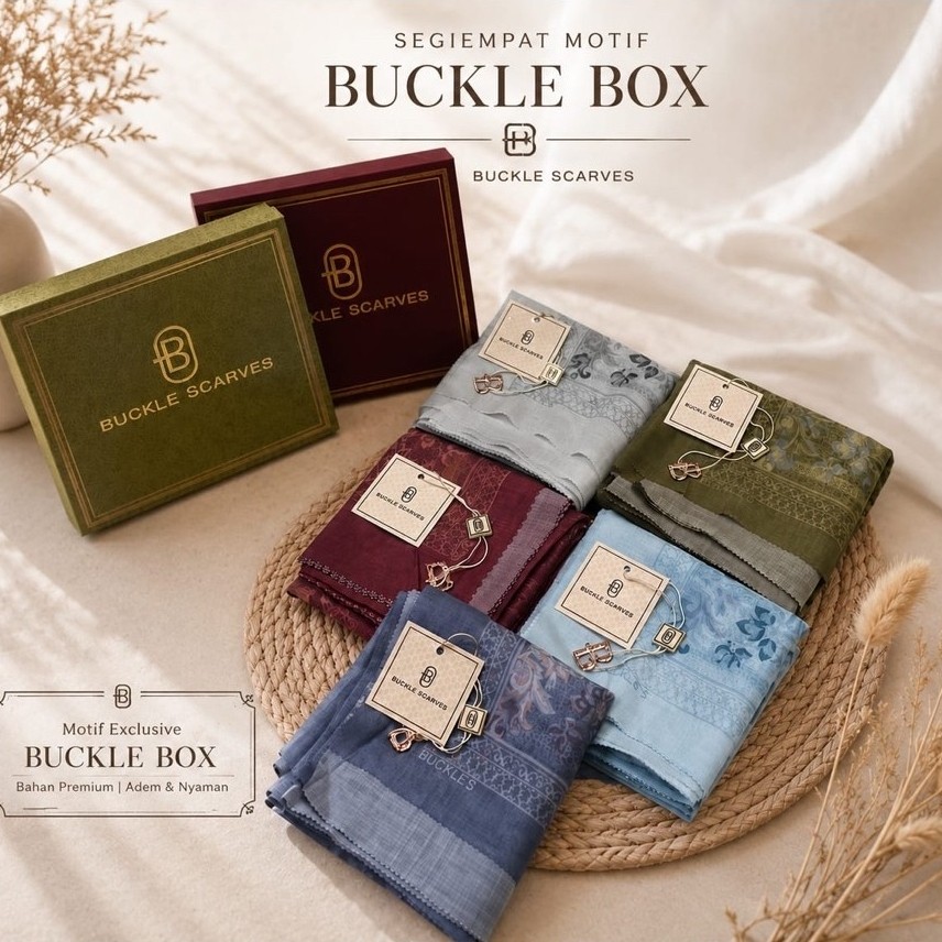 SEGIEMPAT BUCKLE SCARVES BOX MOTIF || BUCKLE BOX SCARVES HIJAB SEGIEMPAT VOAL ELEGAN