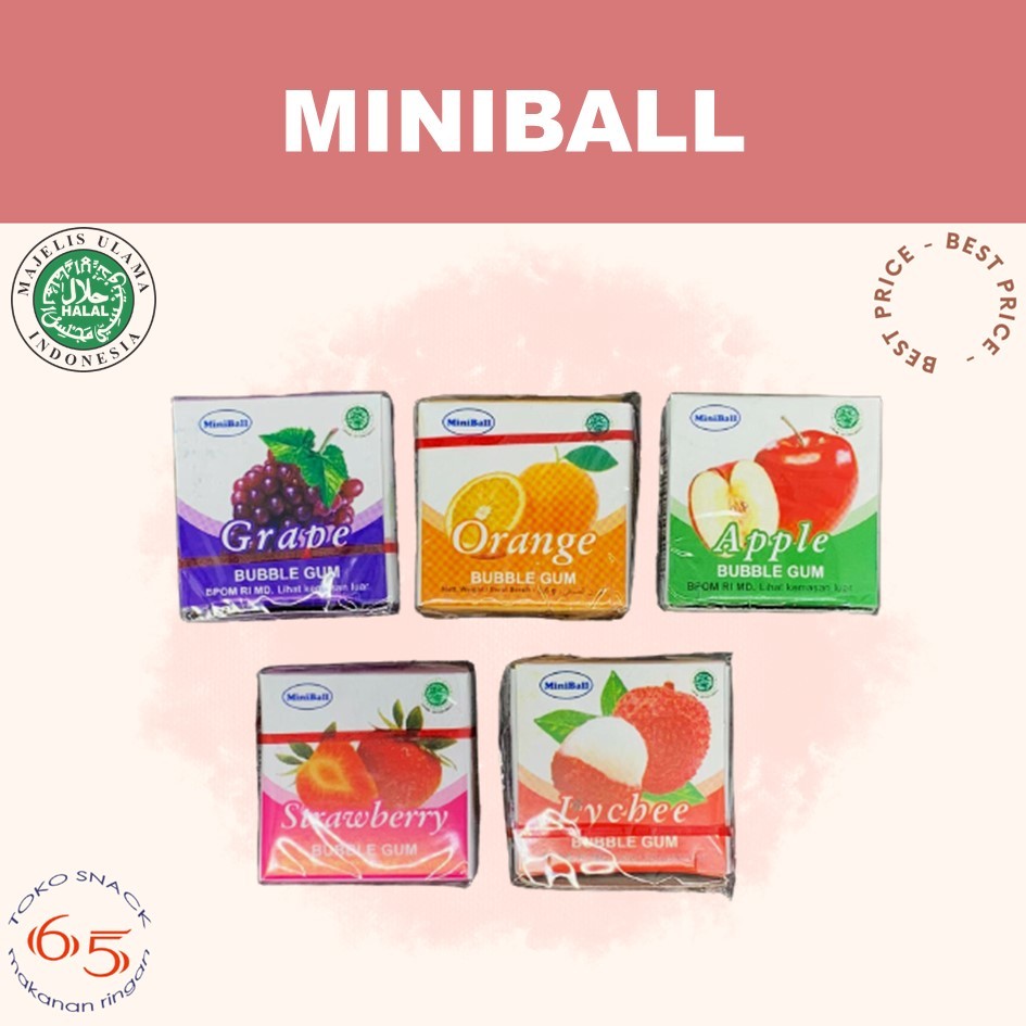 Miniball Bubble Gum 100 Pcs Permen Karet Campur