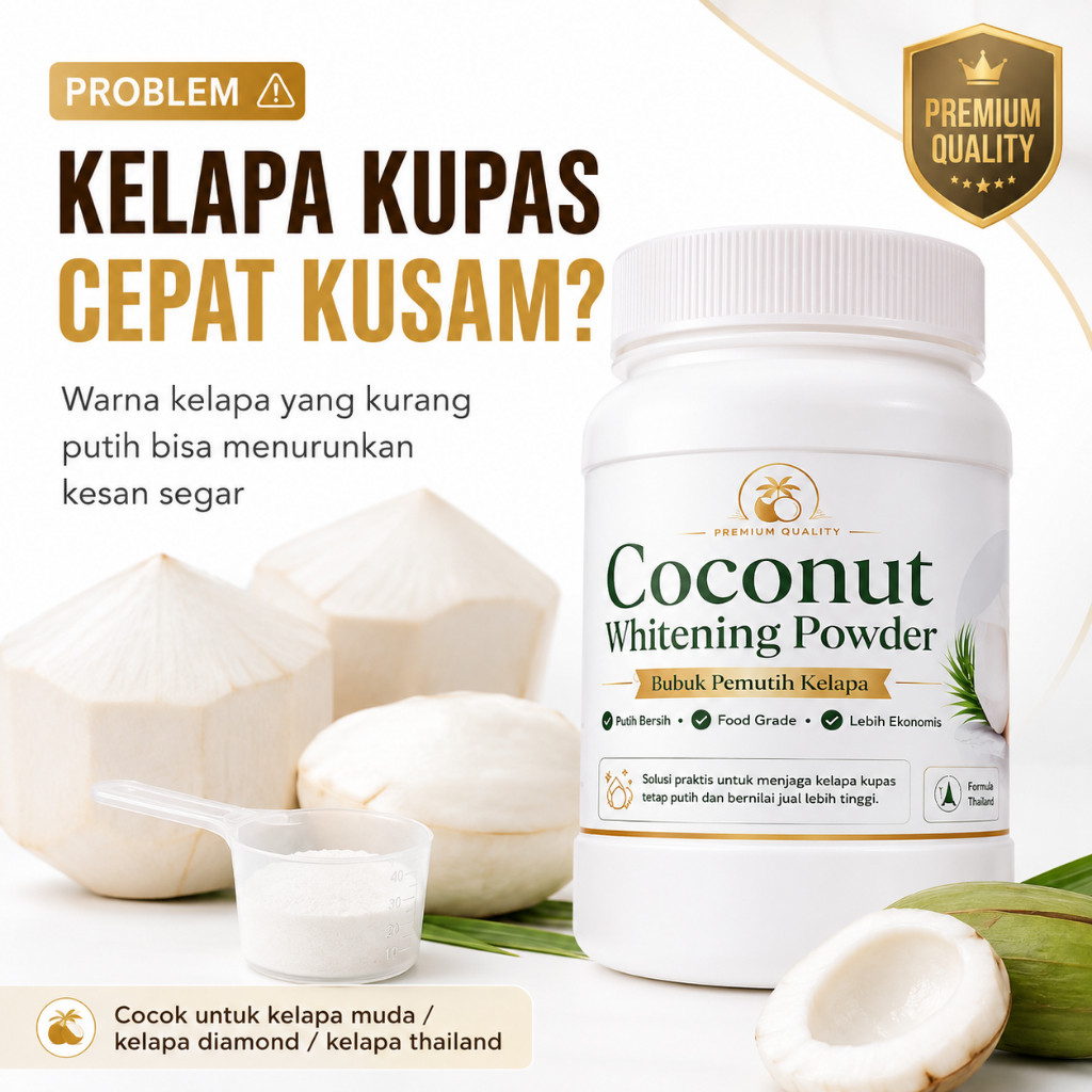 Serbuk Pemutih Sabut Kelapa Muda - Kelapa Diamond - Kelapa - Coconut Whitening - Food Grade