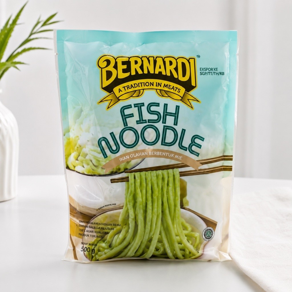 Bernardi Fish Noodle 500gr | Mie Ikan Frozen | Fish Noodle Rendah Karbo | Mie Sehat Diet | Mie tanpa