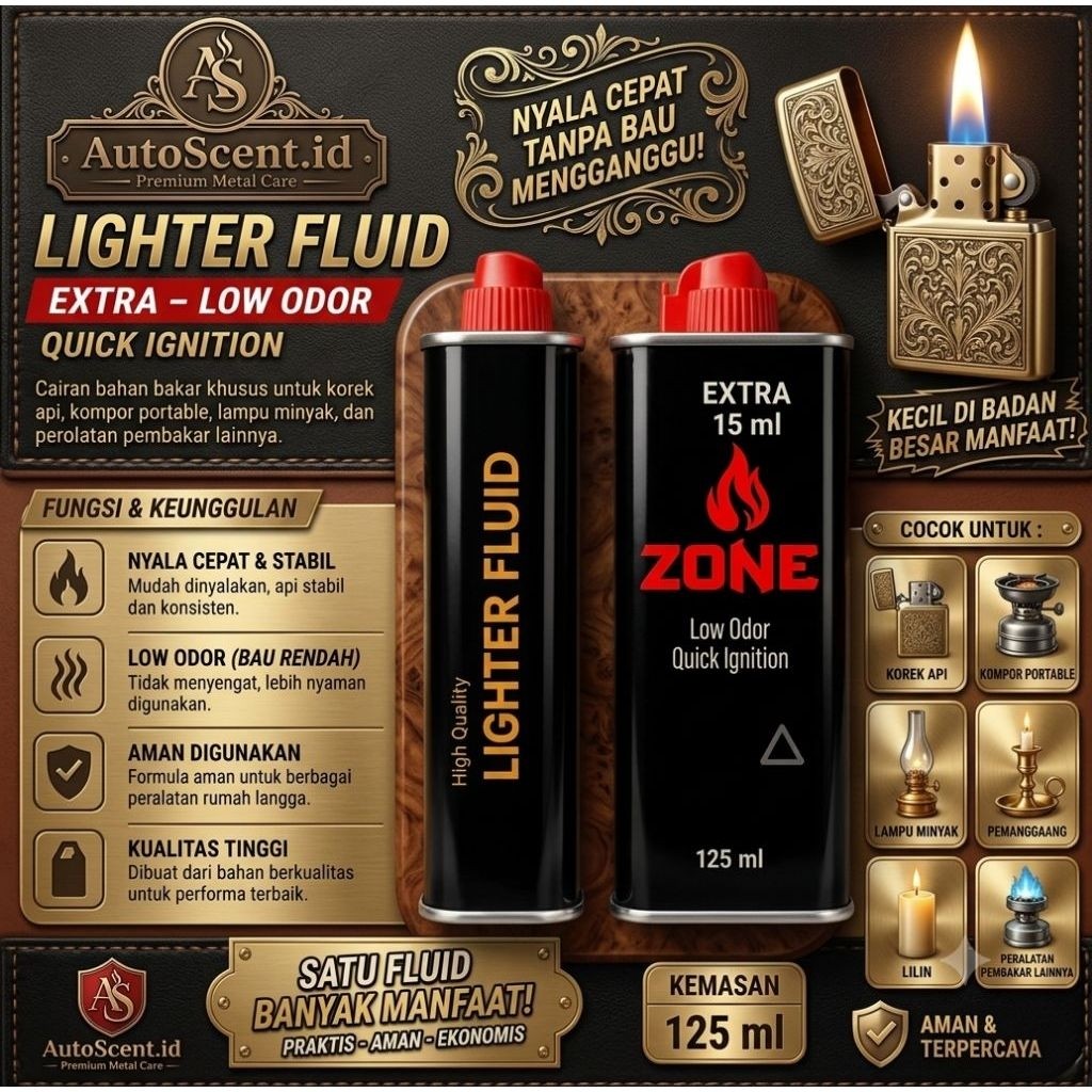 ZONE Minyak Api Premium 125ML - Isi Korek Api Minyak Fuel Lighter Fluid Bensin Korek Pengisi Zippo T