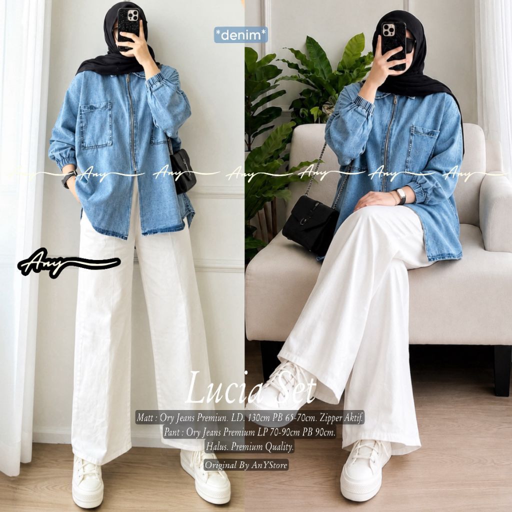 SABILA / LUCIA/ CELIN SET / BLOUSE KULLOT  CELANA JEANS KULLOT /BY ANY