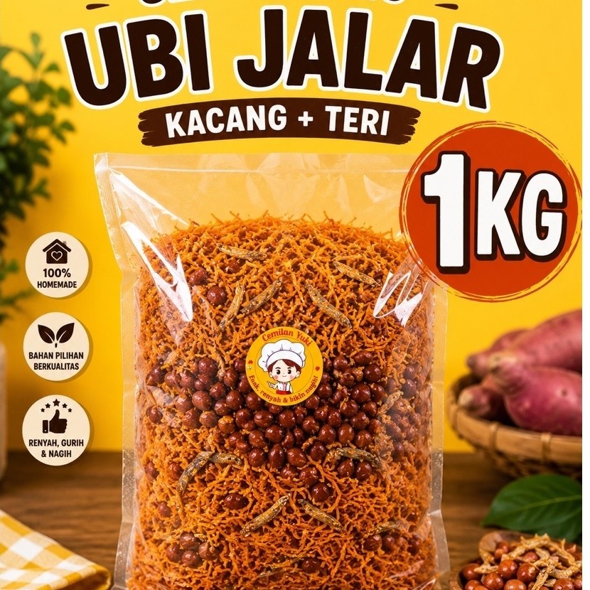 1KG SERUNDENG UBI JALAR GURIH TERI KACANG KHAS MINANG ASLI