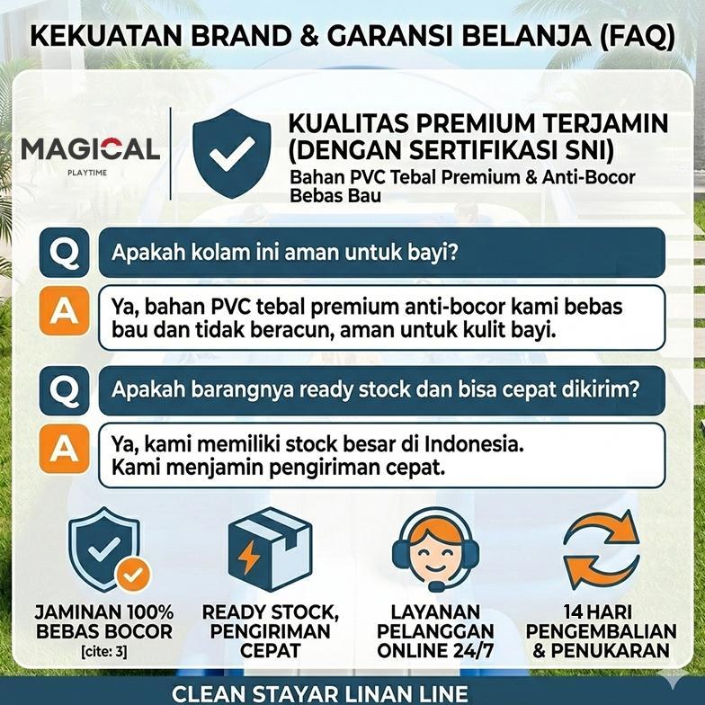 Official Magical Playtime Kolam Renang Anak Tebal Anti Slip Aman Bayi Kolam Pompa Keluarga Mainan Ai
