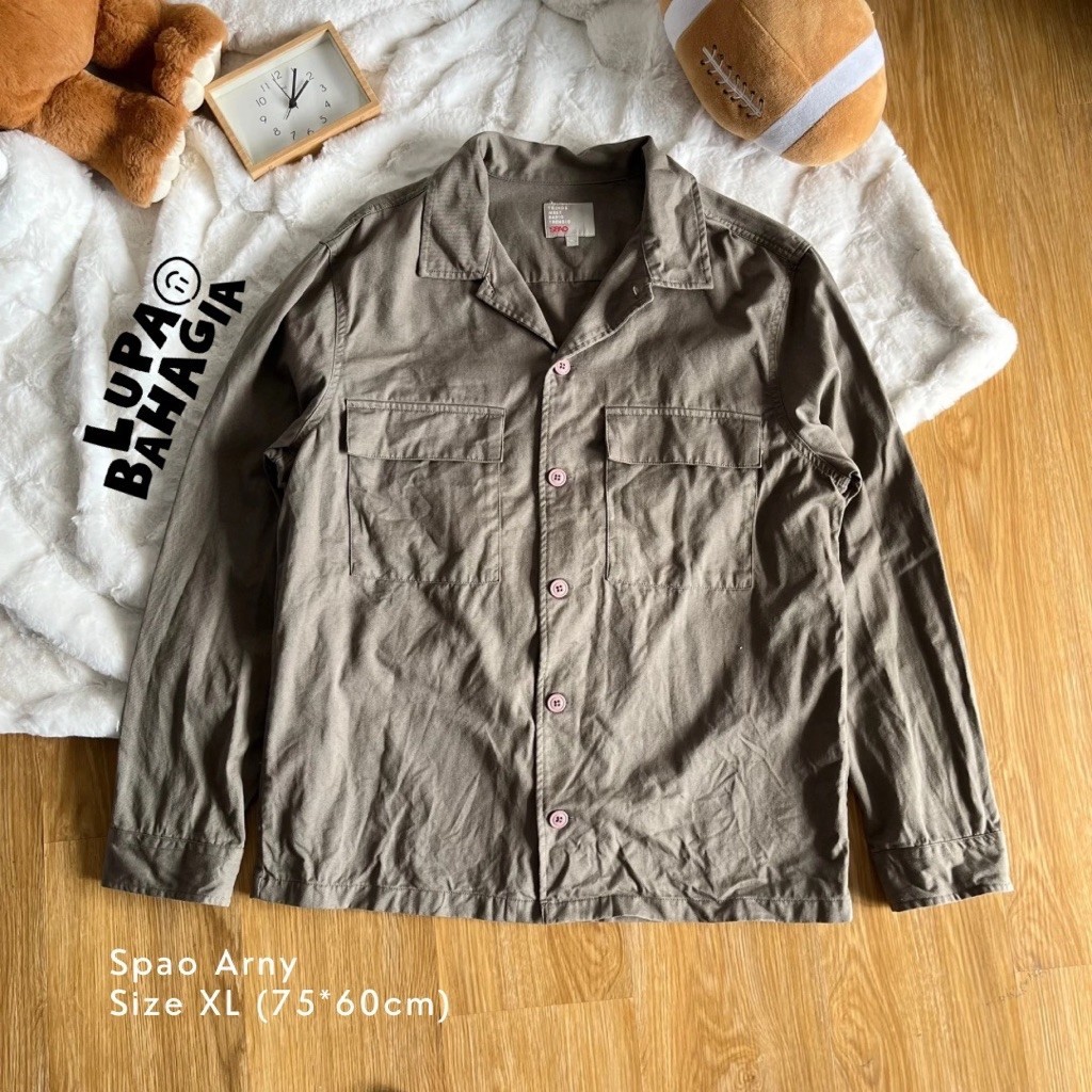 SPAO Army Olive Green Cotton Outer Jaket size XL • 100% Original