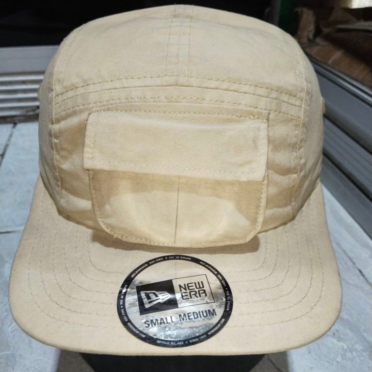 Topi New Era Pocket Camper Cap 5 Panel Beige Second Original