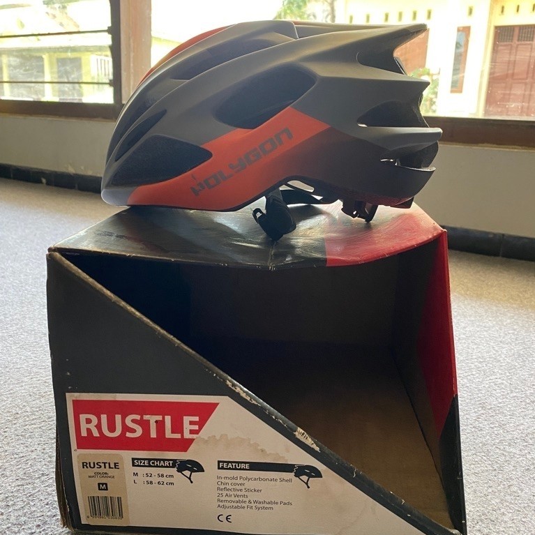 Helm Sepeda Polygon Rustle Matt Grey Orange For Road Bike RB Balap Original