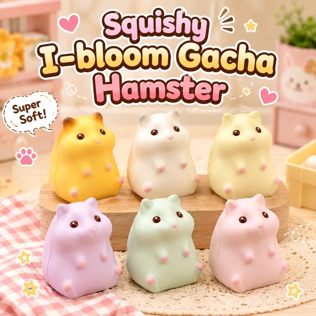 Squishy Licensed Ibloom Hamster Gachapon Warna Random Super Cute Soft Slow Rising 100% Original