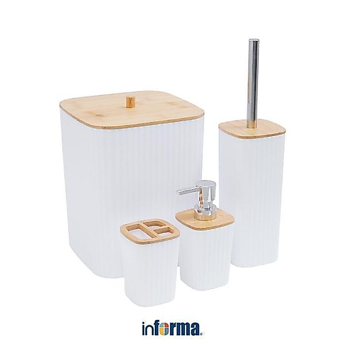Pspstore Informa Mulin Set 4 Pcs Aksesoris Kamar Mandi - Putih Perlengkapan Bath Kit Organizer