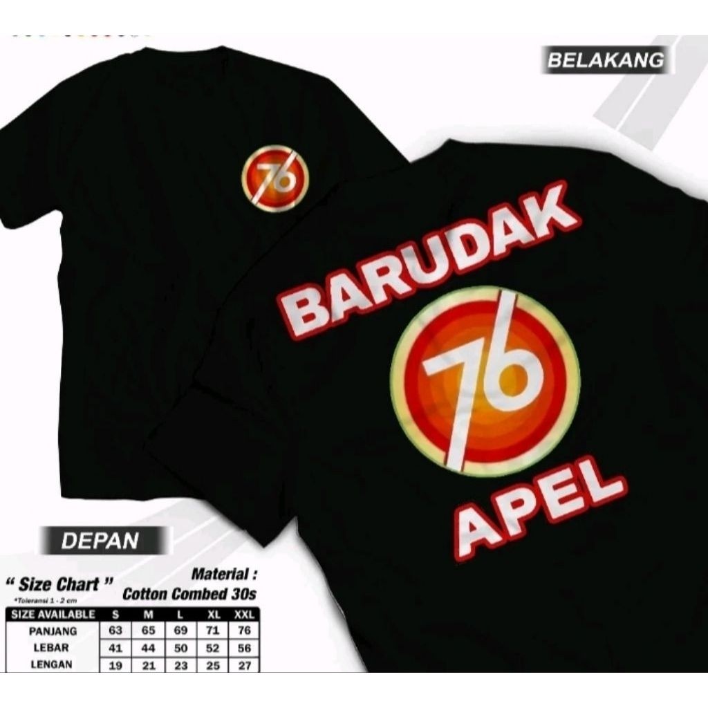 Kaos sablon barudak apel 76 t-shirts distro unisex katun bahan adem