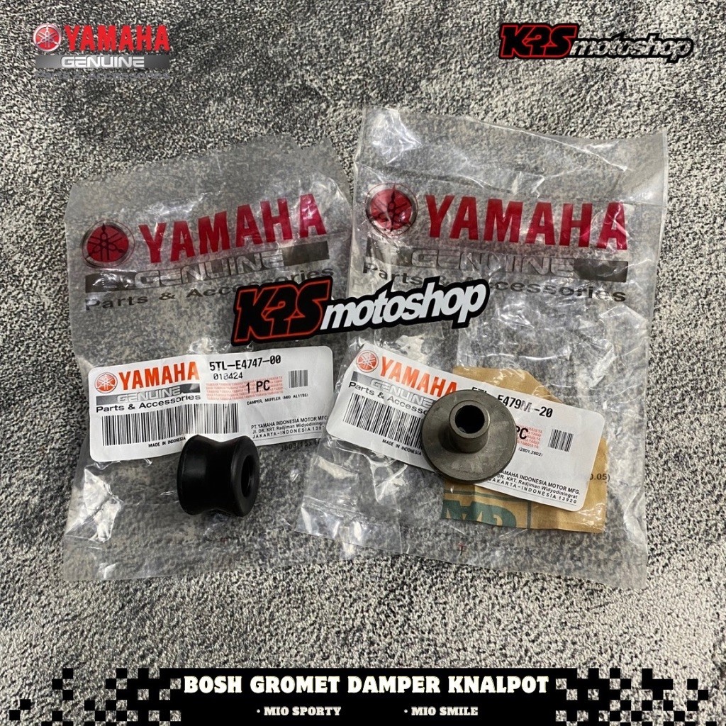 BOSH DAN GROMET KARET DAMPER KNALPOT MIO SPORTY SMILE ORIGINAL YAMAHA YGP 5TL-E4747-00 5TL-E479M-20