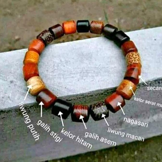 Gelang Kayu Kombinasi 8Mm Model Tabung/Gelang Kayu Secang. Kemuning. Liwung. Kelor Hitam. Stigi/Gela