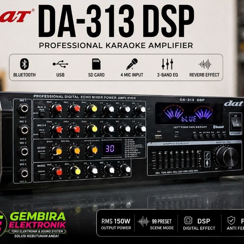 Power Ampli Bluetooth DAT DA 313 Amplifier Karaoke Da313