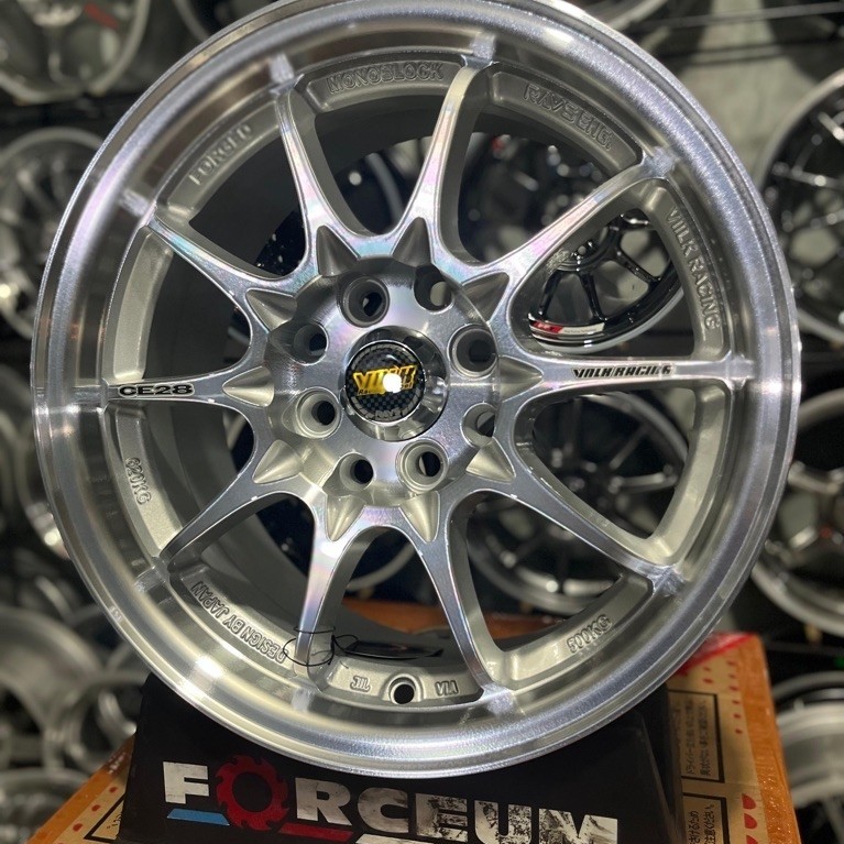 velg ce28 r15 full polish pcd 4x100/114 kondisi baru