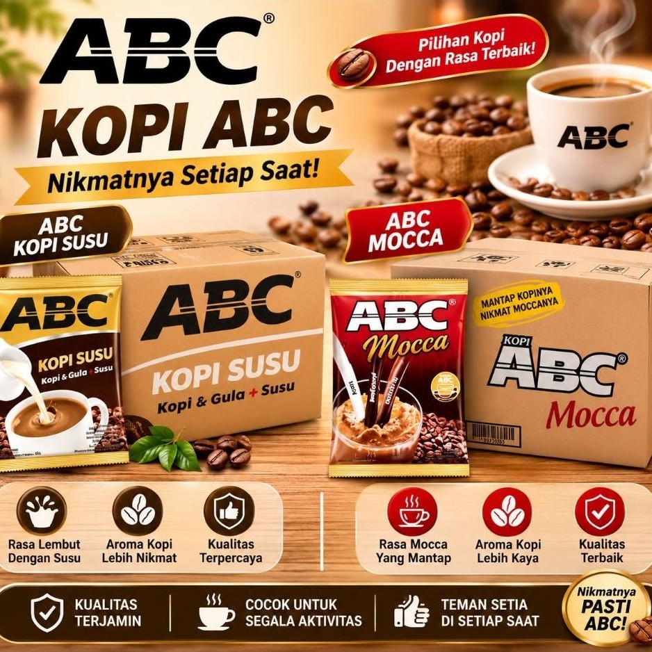 KOPI ABC SUSU 1 DUS | KOPI ABC MOCCA 1 KARTON | KOPI ABC 12 RENTENG