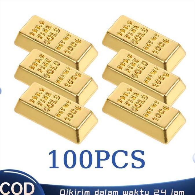 Promo 100pcs Emas Batangan Palsu Emas Antam Replika Emas Palsu Simulasi Miniatur Diskon