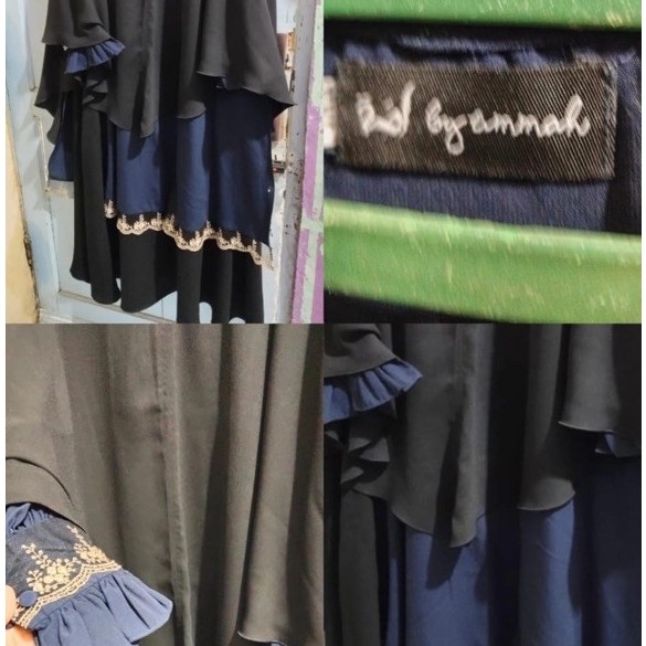 Gamis by ammah  ( ld 120 PB 145 cm)  Khimar nonpet hitam no brand