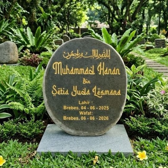 Nisan batu alam + tatakan | Nisan batu alam ukir