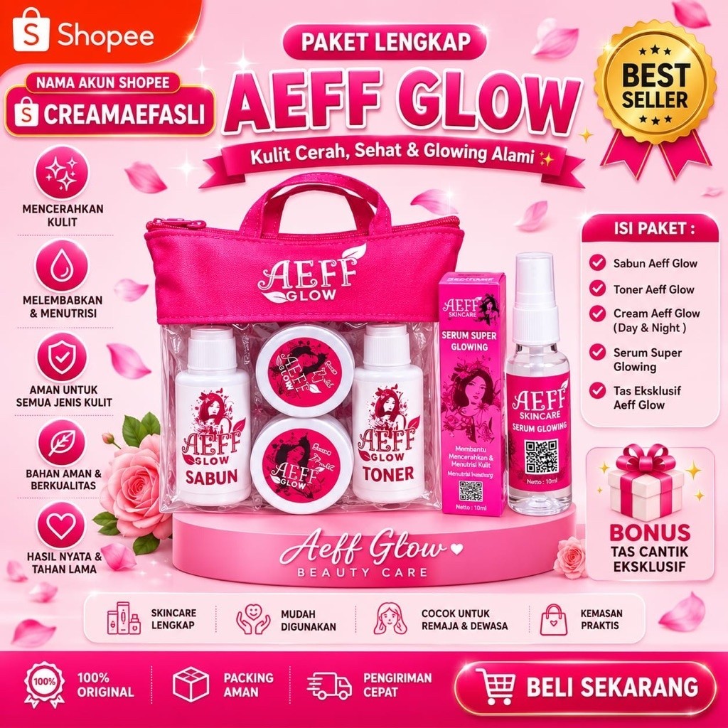 PROMO Cream Lengkap + Serum Glow | Cream ekonomis Aef Beauty / Cream Aef Asli / Pembersih Wajah /Aef
