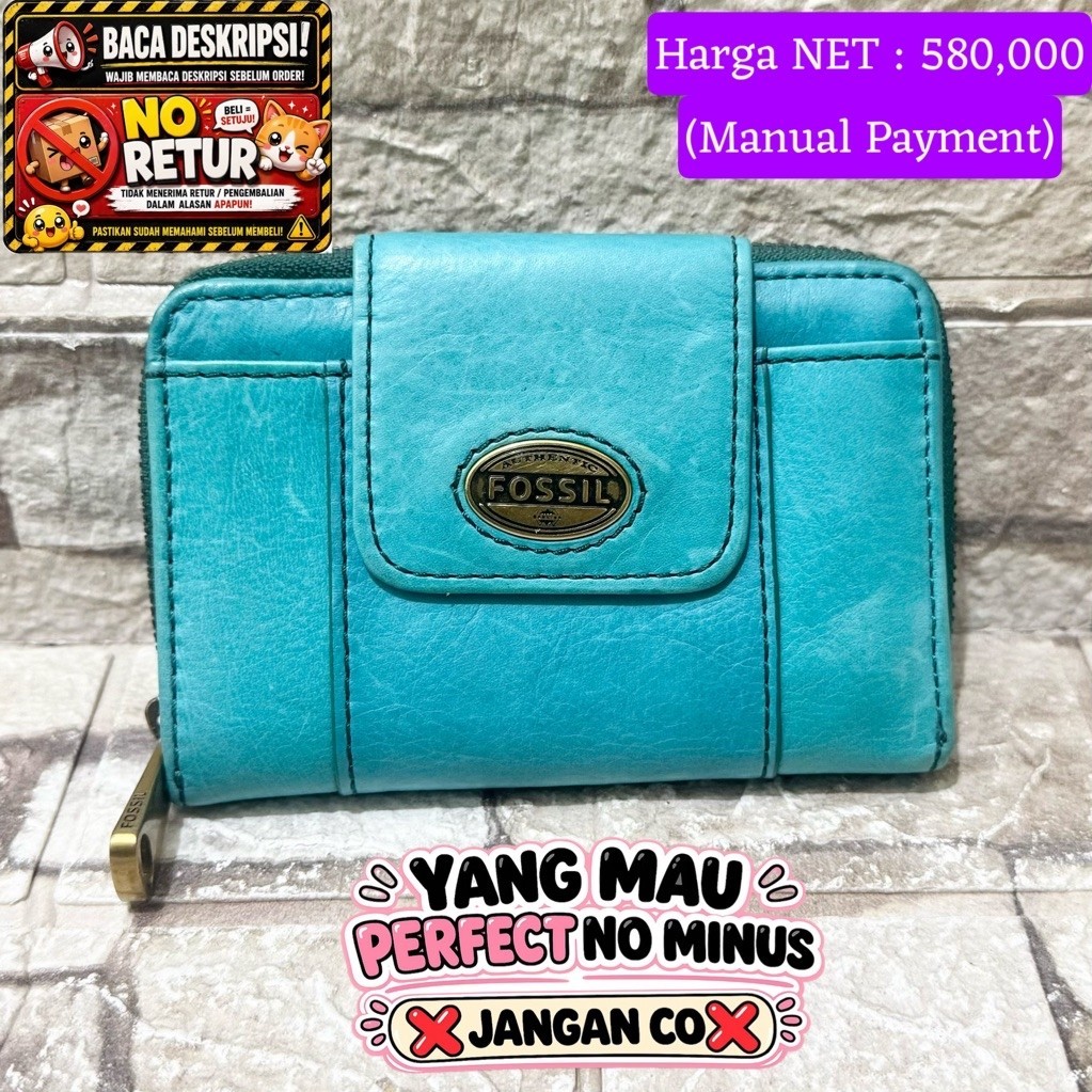 845# NET-Preloved Fossil Explorer Medium Wallet Tosca Dompet