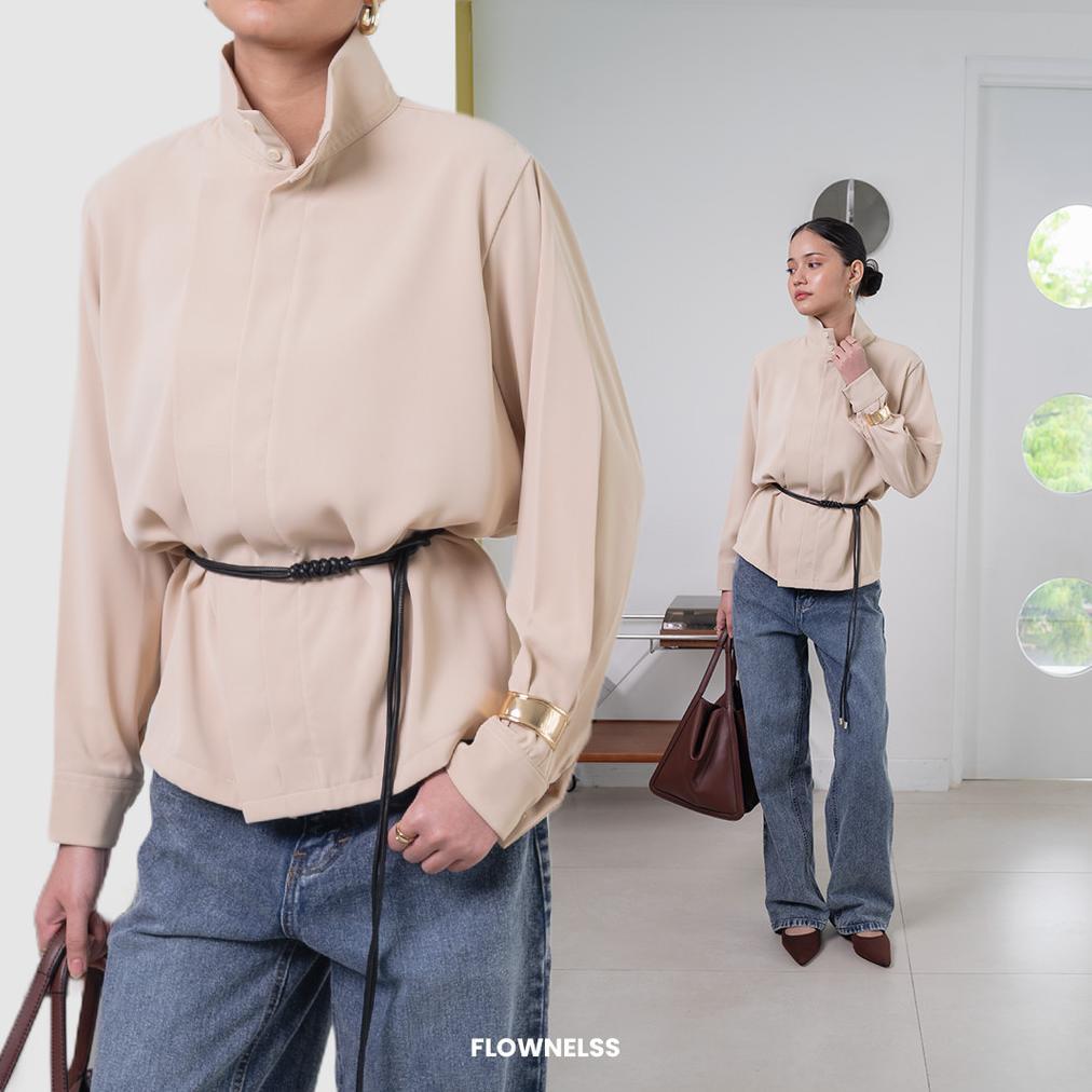 FLOWNELSS - Nouva High Collar Neck Top  | Funnel Neck Top  | Atasan Wanita  | Tersedia Big Size