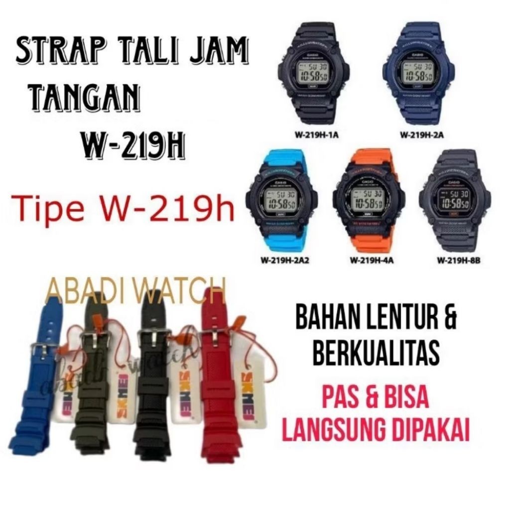 TALI JAM TANGAN  W-219  W-219H   W-219H RUBBER STRAP TALI JAM W219