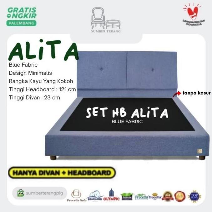 Divan Sandaran Alita Springbed Olympic Rangka Tempat Tidur Dipan Matras Olympic Headboard Alita