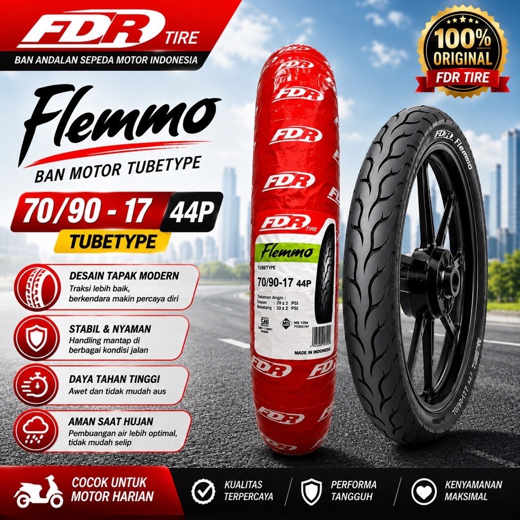 Ban Motor Bebek Baru FDR Flemo 70/90 ring 17 Tubetype