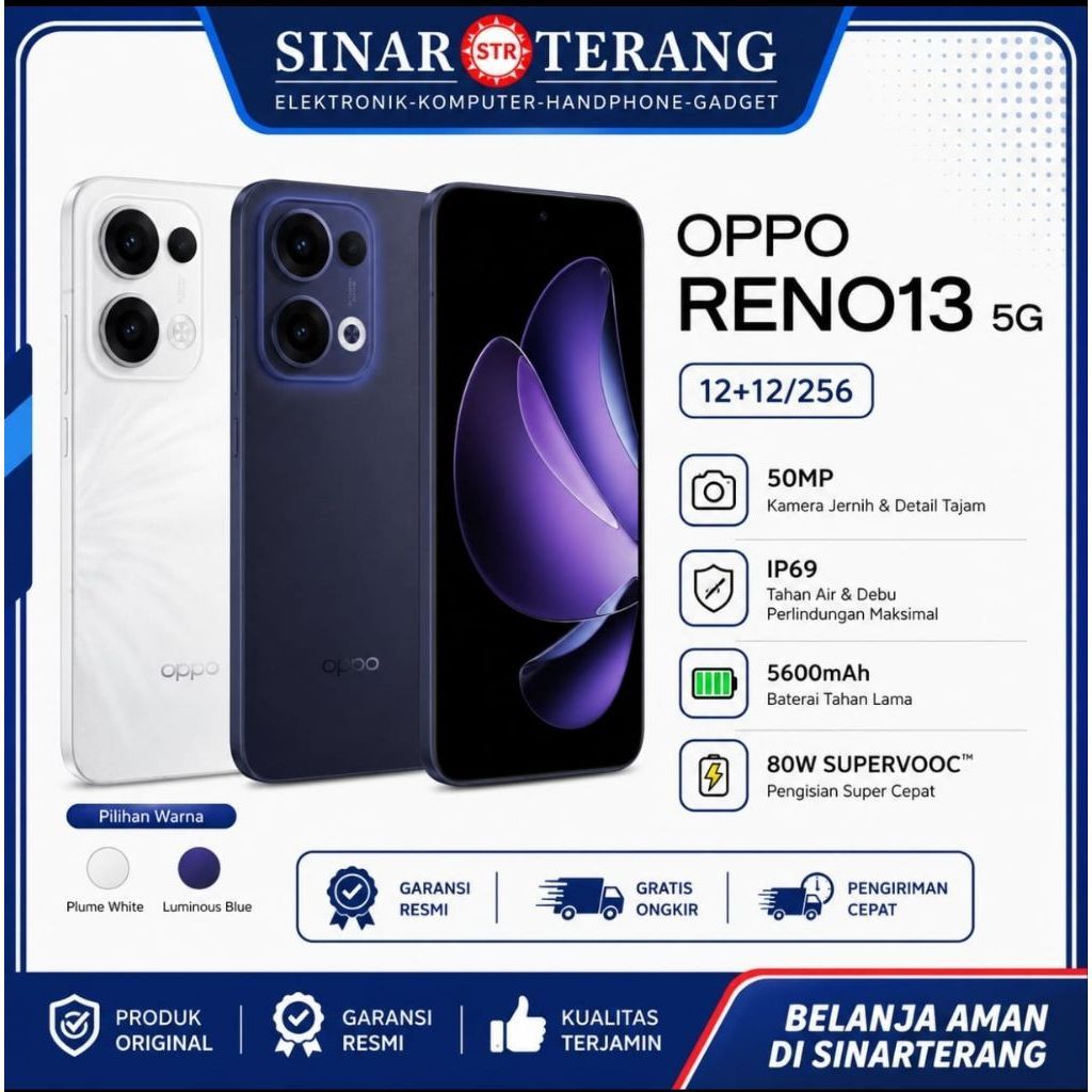 HP OPPO RENO 13 5G RAM 12/256GB RESMI OPPO INDONESIA