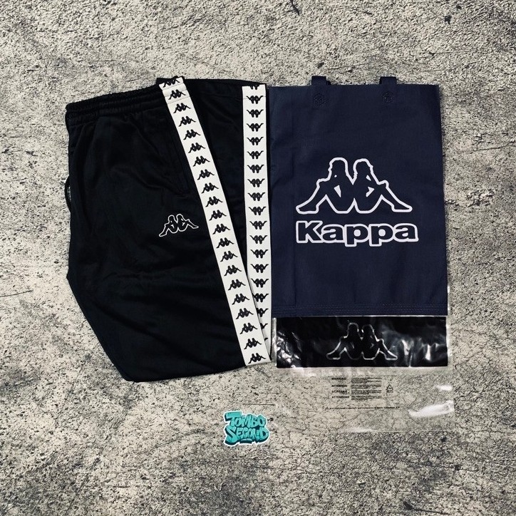 Trackpants Kappa Tapped Black-White Ukuran S-XL