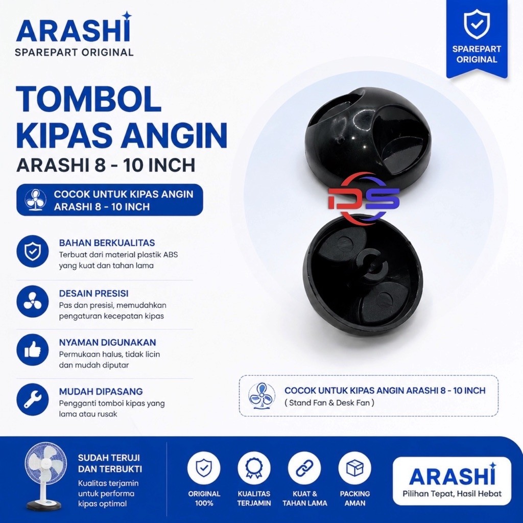 Tombol Kipas Angin ARASHI 8-10 Inch Sparepart Original untuk Stand Fan & Desk Fan