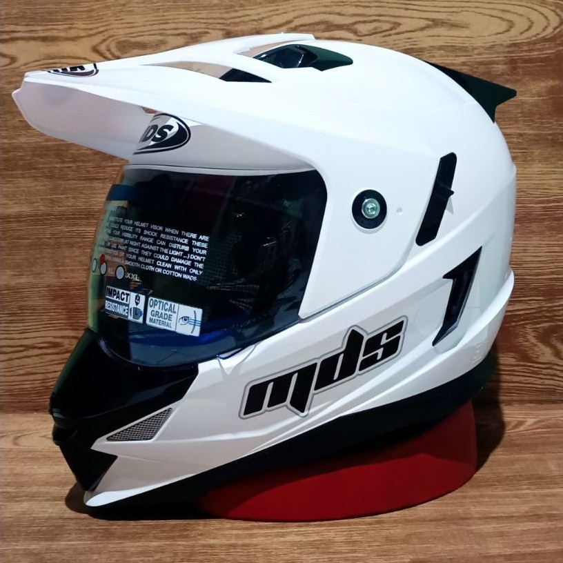 Helm Mds Superpro solid white | Mds Supermoto