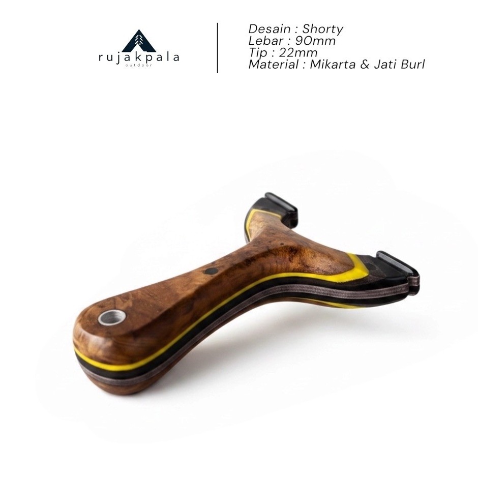 sortly 90mm - ketapel micarta laminasi dan burl jati by lab slingshot