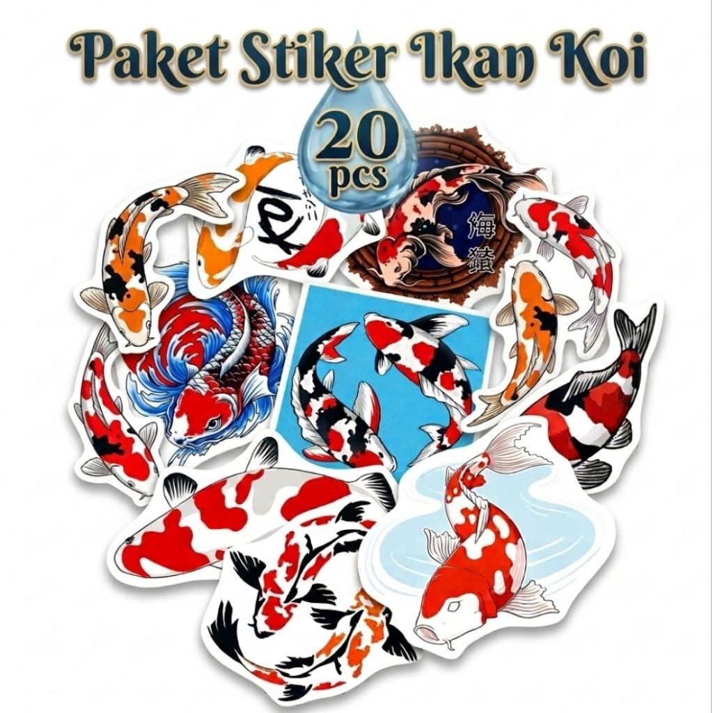 Stiker Ikan Koi 20 pcs Sticker Ikan Mas Koi