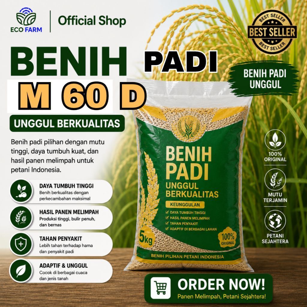 bibit padi unggul M 60 D super genjah