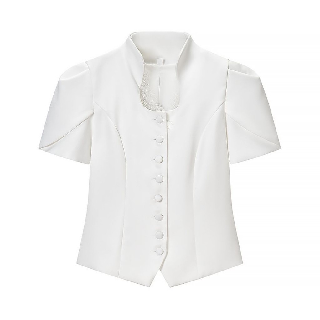 Blazer putih renda klasik